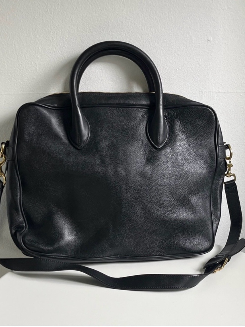 Ralph Lauren Black Leather Laptop Briefcase with Shoulder Strap